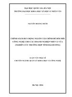 Chính sách huy động nguồn tài chính để đổi mới công nghệ cho các doanh nghiệp nhỏ và vừa (nghiên cứu trường hợp tỉnh hải dương) 