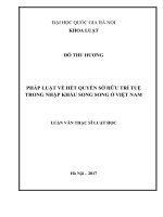 Pháp luật về hết quyền sở hữu trí tuệ trong nhập khẩu song song ở việt nam 