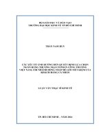 Các yếu tố ảnh hưởng đến quyết định lựa chọn ngân hàng thương mại cổ phần công thương việt nam, chi nhánh đồng tháp để gởi tiết kiệm của khách hàng cá nhân 