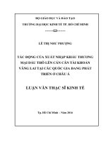 Tác động của xuất nhập khẩu thương mại dầu thô lên cán cân tài khoản vãng lai tại các quốc gia đang phát triển ở châu á 