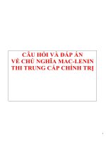 CÂU HỎI VÀ ĐÁP ÁN VỀ CHỦ NGHĨA MACLENIN THI TRUNG CẤP CHÍNH TRỊ