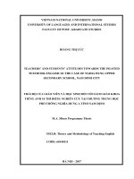 Teachers’ and students’ attitudes towards the piloted textbook english 10 the case of nghia hung upper secondary school, nam dinh city 