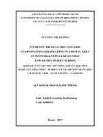 Students’ difficulties towards learning english speaking in a rural area   an investigation at xuan chau lower secondary school 