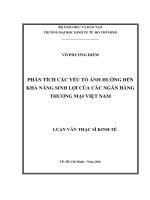 Phân tích các yếu tố ảnh hưởng đến khả năng sinh lợi của các ngân hàng thương mại việt nam 
