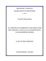 Sự ảnh hưởng của marketing vì mục đích xã hội đến ý định mua và mua lại của người tiêu dùng tại thành phố hồ chí minh 