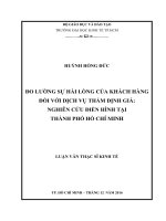 Đo lường sự hài lòng của khách hàng đối với dịch vụ thẩm định giá   nghiên cứu điển hình tại thành phố hồ chí minh 