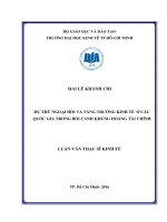 Dự trữ ngoại hối và tăng trưởng kinh tế ở các quốc gia trong bối cảnh khủng hoảng tài chính 