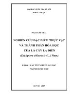 Nghiên cứu đặc điểm thực vật và thành phần hóa học của lá cây lá diễn (dicliptera chinensis (l ) nees) 