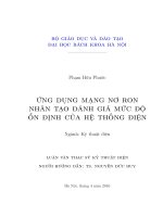 Ứng dụng mạng nơ ron nhân tạo đánh giá mức độ ổn định của hệ thống điện 