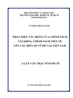 Nhận diện tác động của chính sách tài khóa, chính sách tiền tệ lên các biến số vĩ mô tại việt nam 