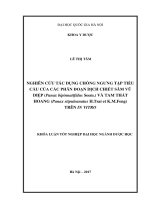 Nghiên cứu tác dụng chống ngưng tập tiểu cầu của các phân đoạn dịch chiết sâm vũ diệp (panax bipinnatifidus seem ) và tam thất hoang (panax stipuleanatus h tsai et k m feng) trên in vitro 