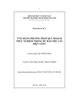 Ứng dụng phương pháp quy hoạch thực nghiệm trong dự báo nhu cầu điện năng 