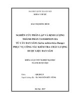 Nghiên cứu phân lập và định lượng thành phần tanshinon IIA từ cây đan sâm (salvia miltiorrhiza bunge) phục vụ công tác kiểm tra chất lượng dược liệu đan sâm 