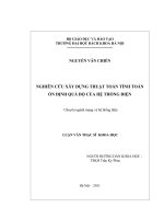 Nghiên cứu xây dựng thuật toán tính toán ổn định quá độ của hệ thống điện 