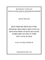 Hoàn thiện hệ thống đo lường thành quả hoạt động trên cơ sở vận dụng bảng điểm cân bằng (balanced scorecard) tại công ty TNHH MTV cao su hà tĩnh 