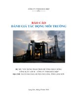BÁO CÁO  ĐÁNH GIÁ TÁC ĐỘNG MÔI TRƯỜNG DỰ ÁN: “XÂY DỰNG TRẠM TRỘN BÊ TÔNG NHỰA NÓNG  CÔNG SUẤT 120TH – CÔNG TY TNHH HÒA HIỆP”