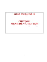 Giáo án đại số 10 chương 1 mệnh đề và tập hợp (3 cột)