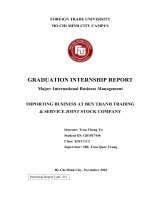 IMPORTING BUSINESS AT BEN THANH TRADING  SERVICE JOINT STOCK COMPANY