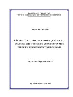 Các yếu tố tác động đến động lực làm việc của công chức trong cơ quan chuyên môn thuộc ủy ban nhân dân tỉnh bình định 
