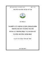 Nghiên cứu định lượng indapamid trong huyết tương người bằng LC MS MS phục vụ đánh giá tương đương sinh học 