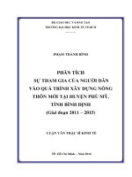 Phân tích sự tham gia của người dân vào quá trình xây dựng nông thôn mới tại huyện phù mỹ, tỉnh bình định (giai đoạn 2011 – 2015) 