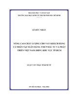 Nâng cao chất lượng cho vay khách hàng cá nhân tại ngân hàng TMCP đầu tư và phát triển việt nam (BIDV) khu vực TP  HCM 