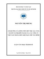 Ảnh hưởng của dòng tiền đến việc gia tăng nguồn tài trợ bên ngoài của các công ty việt nam trong điều kiện hạn chế tài chính 
