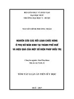 Nghiên cứu các rối loạn chức năng ở phụ nữ mãn kinh tại Thành phố Huế và hiệu quả của một số biện pháp điều trị (TT)
