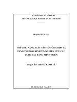 Thể chế, năng suất các yếu tố tổng hợp và tăng trưởng kinh tế Nghiên cứu các quốc gia đang phát triển (LA tiến sĩ)