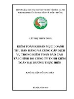 KIỂM TOÁN KHOẢN MỤC DOANH THU BÁN HÀNG VÀ CUNG CẤP DỊCH VỤ TRONG KIỂM TOÁN BÁO CÁO TÀI CHÍNH DO CÔNG TY TNHH KIỂM TOÁN ĐẠI DƯƠNG THỰC HIỆN