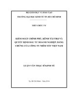 Kiểm soát chính phủ, kênh tài trợ và quyết định đầu tư doanh nghiệp bằng chứng của công ty niêm yết việt nam 