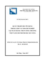 Quản trị rủi ro tín dụng trong cho vay doanh nghiệp tại ngân hàng TMCP công thương việt nam chi nhánh bắc đà nẵng