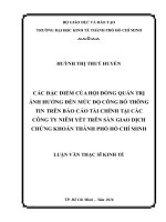 Các đặc điểm của hội đồng quản trị ảnh hưởng đến mức độ công bố thông tin trên báo cáo tài chính tại các công ty niêm yết trên sàn giao dịch chứng khoán thành phố hồ chí minh 