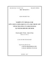 Nghiên cứu mối quan hệ giữa chất lượng dịch vụ của nhà thuốc GPP với sự hài lòng của khách hàng tại thành phố Hồ Chí Minh (LA tiến sĩ)
