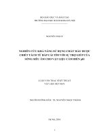 Nghiên cứu khả năng sử dụng chất màu được chiết tách từ bắp cải tím với sự trợ giúp của sóng siêu âm cho vật liệu cảm biến PH 