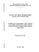 Nghiên cứu tổng hợp và đặc trưng CaCO3 biến tính bề mặt kích thước nano ứng dụng trong chế tạo hạt nhựa độn 