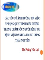 CÁC YẾU TỐ ẢNH HƯỞNG TỚI VIỆC  ÁP DỤNG QUY TRÌNH ĐIỀU DƯỠNG