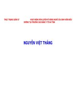 HOẠT ĐỘNG RÈN LUYỆN KỸ NĂNG NGHỀ CỦA SINH VIÊN ĐIỀU DƯỠNG