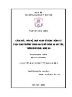 Kiến thức, thái độ, thực hành về bệnh trứng cá ở học sinh trường trung học phổ thông hà huy tập, thành phố vinh, nghệ an 