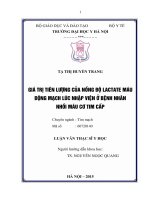 Giá trị tiên lượng của nồng độ lactate máu động mạch lúc nhập viện ở bệnh nhân nhồi máu cơ tim cấp 