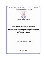 Ảnh hưởng của thói quen sinh hoạt và chế độ ăn uống đến bệnh trứng cá thể thông thườngảnh hưởng của thói quen sinh hoạt và chế độ ăn uống đến bệnh trứng cá thể thông thường 