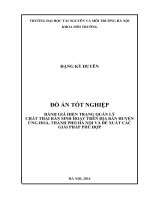 ĐÁNH GIÁ HIỆN TRẠNG QUẢN LÝ CHẤT THẢI RẮN SINH HOẠT TRÊN ĐỊA BÀN HUYỆN ỨNG HOÀ, THÀNH PHỐ HÀ NỘI VÀ ĐỀ XUẤT CÁC GIẢI PHÁP PHÙ HỢP