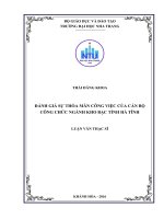 Đánh giá sự thỏa mãn công việc của cán bộ công chức ngành kho bạc tỉnh hà tĩnh 