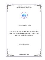 Các nhân tố ảnh hưởng đến sự gắn bó của người lao động đối với công ty TNHH MTV nông lâm nghiệp kiên giang 