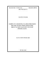 Nghiên cứu ảnh hưởng của phân phối thuốc đến việc sử dụng thuốc kháng sinh hợp lý an toàn tại tuyến y tế cơ sở tỉnh Bắc Giang (LA tiến sĩ)