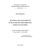 Hệ thống nhận dạng biển số sử dụng phương pháp khớp mẫu template matching 