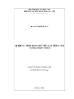 Hệ thống nhận dạng chữ viết tay tiếng việt in hoa trực tuyến 