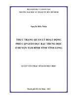 THỰC TRẠNG QUẢN LÝ HOẠT ĐỘNG PHỔ CẬP GIÁO DỤC BẬC TRUNG HỌC Ở HUYỆN TAM BÌNH TỈNH VĨNH LONG