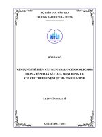 Vận dụng thẻ điểm cân bằng trong đánh giá kết quả hoạt động tại chi cục thuế huyện lộc hà   tỉnh hà tĩnh 