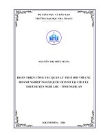 Hoàn thiện công tác quản lý thuế đối với các doanh nghiệp ngoài quốc doanh tại chi cục thuế huyện nghi lộc, tỉnh nghệ an 